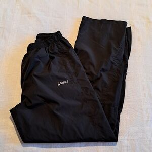 Asics men's size small black mesh lined Storm Shelter warm up pants MB1878